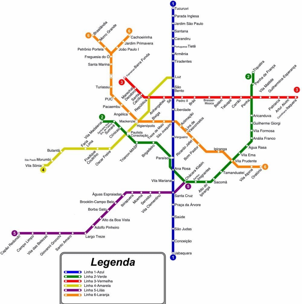 Sao Paulo tàu điện ngầm bản đồ pdf